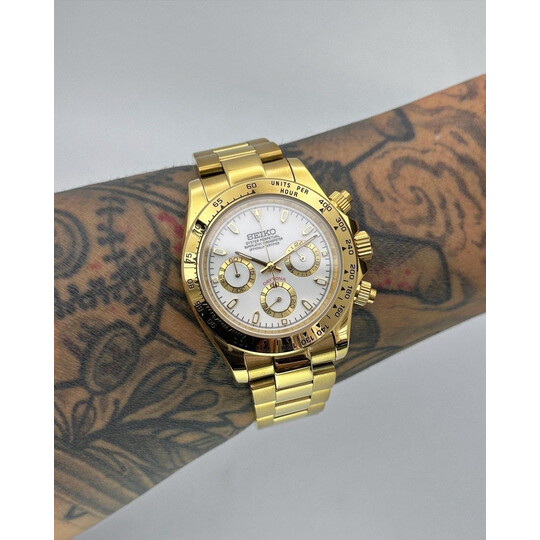 Custom Seiko Mod • White Gold Daytona • 39.5mm